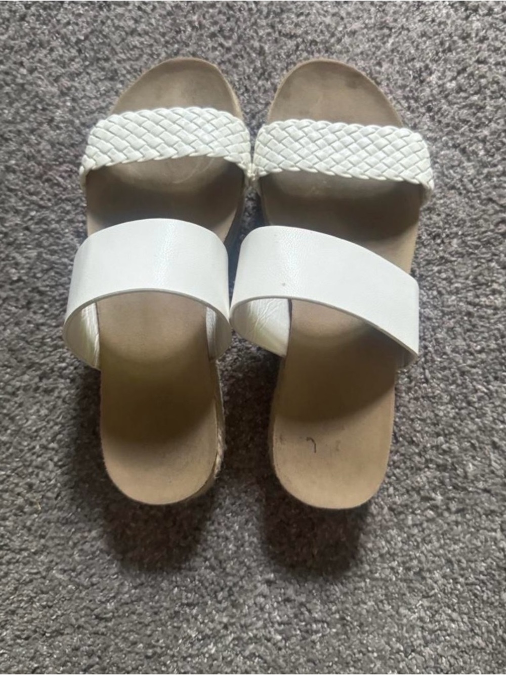 White Double-Strap Slide Sandals - Women